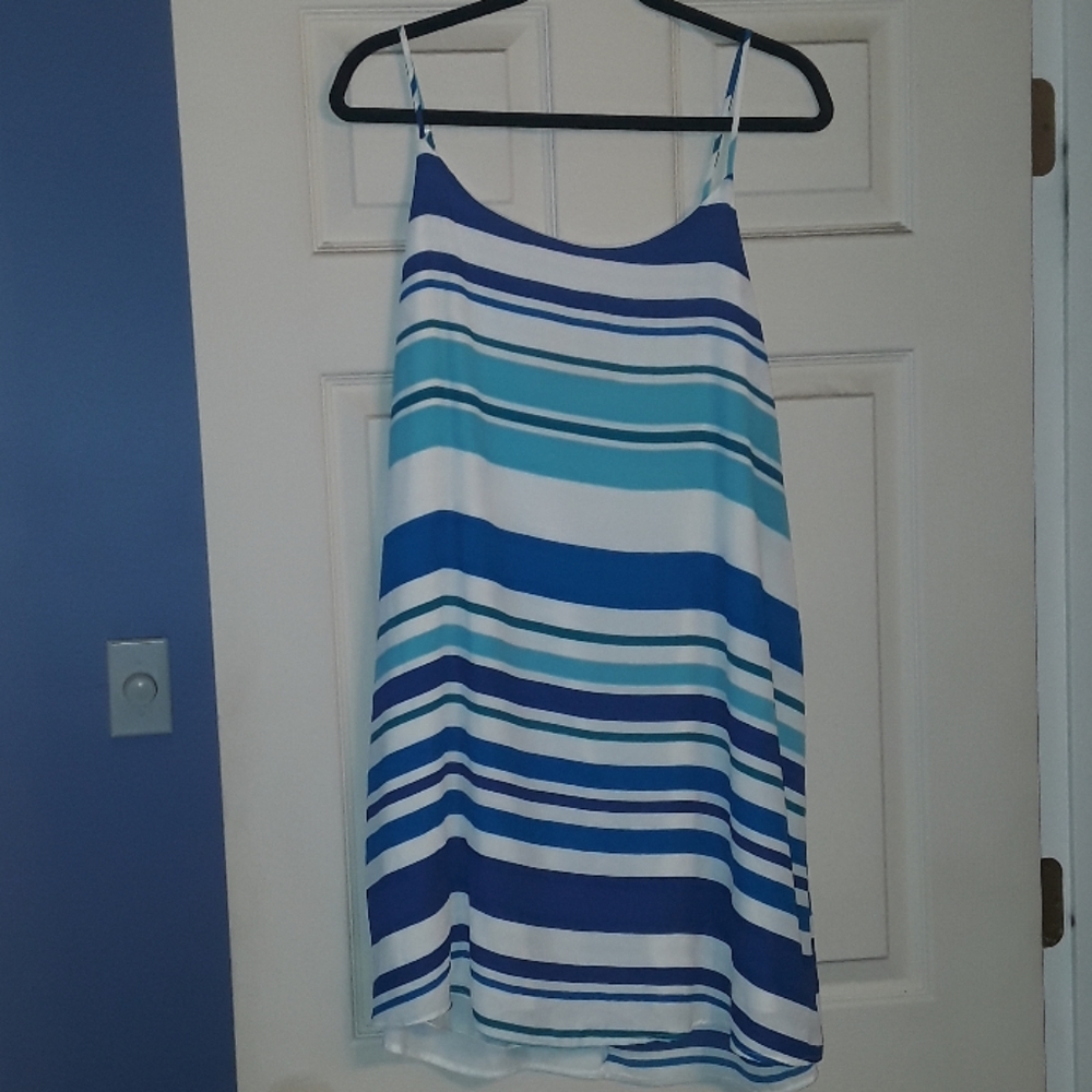 Olive & Pim Dress Blue White Stripes Size L NWT